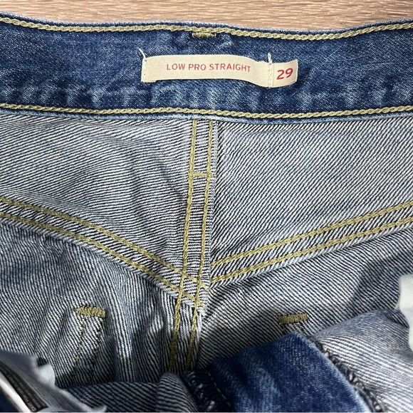 Levi’s Low Pro Straight Medium Wash Distressed Boyfriend Jeans 29 - Picture 5 of 9